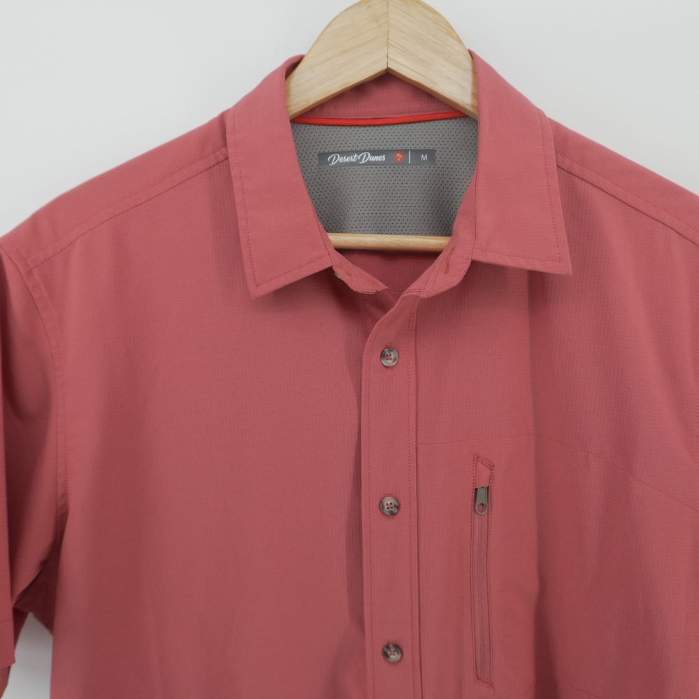 Desert Dunes Button Down Shirt Mens M Red Short Sleeve Ripstop UN9W07RED